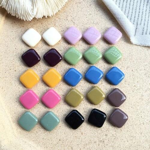 New style 60pcs/lot color print geometry square shape straight hole beads diy jewelry earring/bracelet accessory