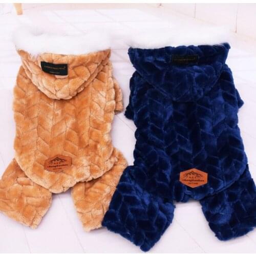 Pet Dog Clothes Winter Warm Big Fur Collar And Four Legs Jumpsuit Thicken Pet Clothing For Teddy Yorkshire Dogs Costume