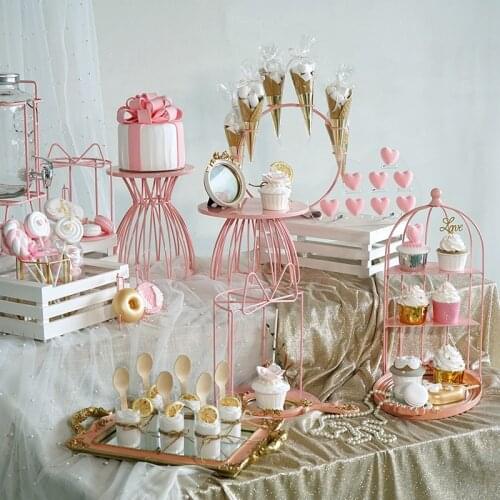 Pink Cake Stands Home Decoration Storage Racks Resin Trays Cake Tools Outdoor Gender reveal Party Baby Girl Birthday