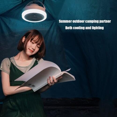USB Rechargeable Mini Ceiling Fan for Outdoor Camping Tent Home Remote Control Desktop 3 Gears Adjustable Table Fans with Light