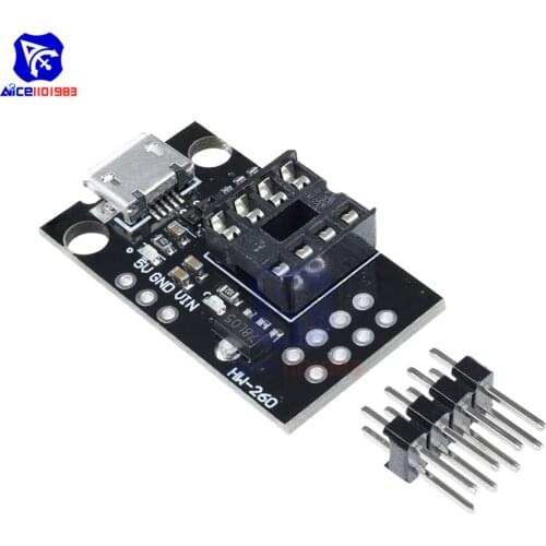 Programmer Pluggable Development Board for ATTINY13A ATTINY25 ATTINY45 ATTINY85 Micro USB Power Connector Module
