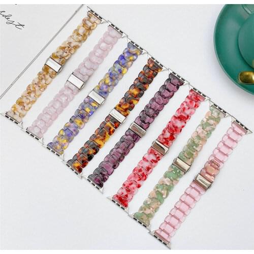 Colorful Resin Watch Strap For Apple Watch Band Series 6 5 4 3 2 1 Wrist Bracelet For iWatch 38 40 42 44mm Wristbands