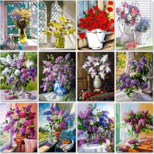 SDOYUNO Oil Painting By Numbers Sunflowers 60x75cm Paint By Numbers On Canvas Scenery Watercolor By Numbers Home Decor