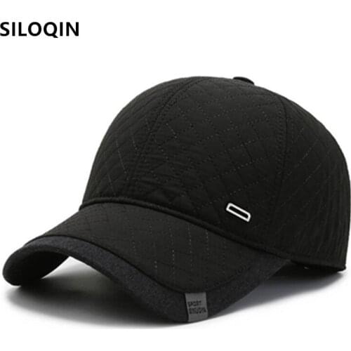 SILOQIN Men Winter Plush Thick Earmuffs Hats Warm Baseball Caps Snapback Cap Adjustable Size Dad Hat Ear Protection Sports Cap