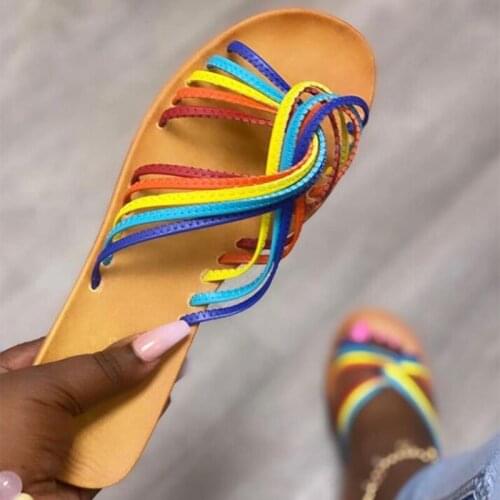 Sooneeya 2020 New Arrival Rainbow Women Sandals Summer Colorful Flat Slippers Casual Beach Shoes Simple Sandals Mujer Size 37-41