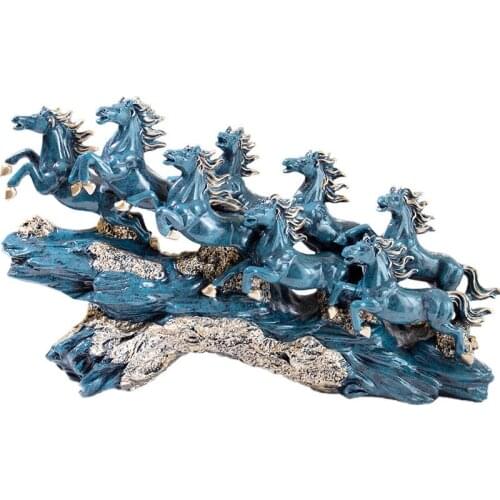 Modern Lucky Feng Shui Eight Horse Resin Ornaments Crafts Home Livingroom Figurines Decoration TV Cabinet Desktop Accessories