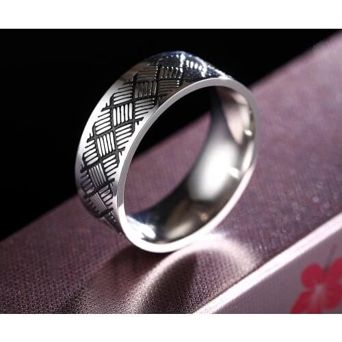 MOREDEAR 8mm Titanium Rings for Men and Women Birthday Gift triangular pattern discredit Ring