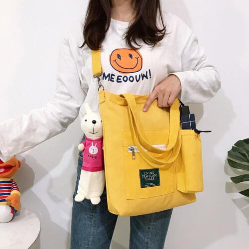 Multi-Purpose Korean-style Canvas Bag Womens Shoulder Large-Volume Students Oblique Backpack Fashion Hand Canvas Bag WOMENS Ba