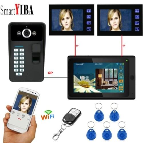 SmartYIBA 7inch Wifi Doorbell Fingerprint Waterproof Security Camera ID Card Remotes Unlock 1000TVL Visual Video Intercom System