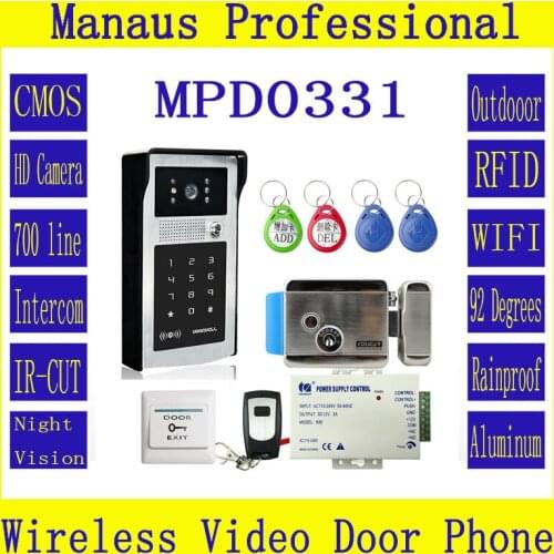 New WIFI Video Door Phone Kit RFID & Code Keypad Doorbell Electric Lock System Apply to Families/floors/villas/apartments D0331