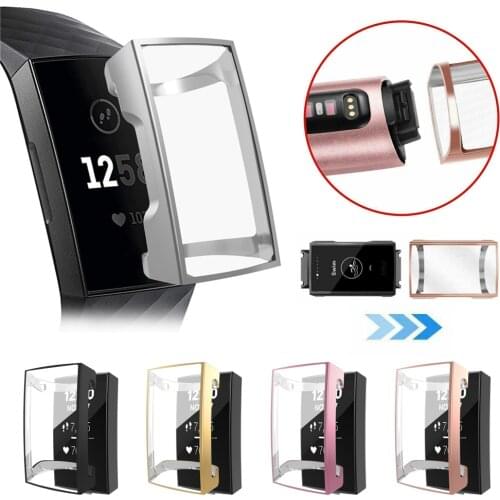 TPU Protective Case For Fitbit Charge 4 3 Band Plating Cover Shell Full Screen Protector Watch Cover Soft Luxury