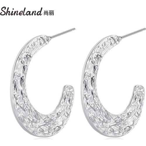 Shineland Hot Sale New Fashion Trendy 2021 Brincos Oorbellen Simple Metal Geometric Stud Earrings For Women Gift Punk Jewelry