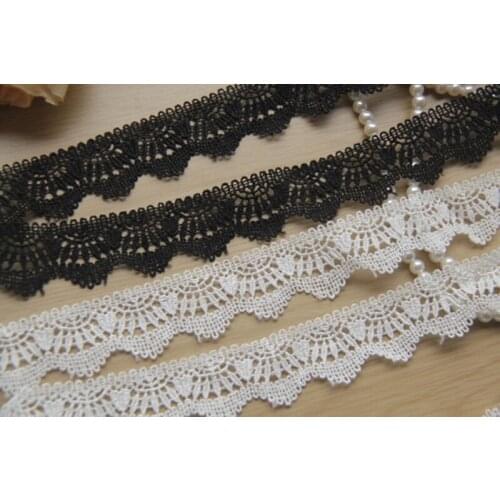 10Yards Retro White Black Embroidered Lace Ribbon Applique Fabric Handmade DIY Clothes Sewing Craft Trim Decoration 25mm Width