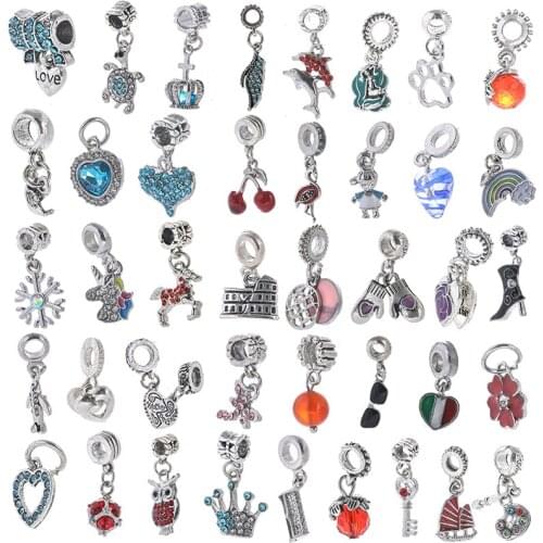 2Pcs/lot Silver Color Feather Crown Tree Lock Heart Beads fit Original Brand Charms Bracelets For Women Jewelry Special Offer