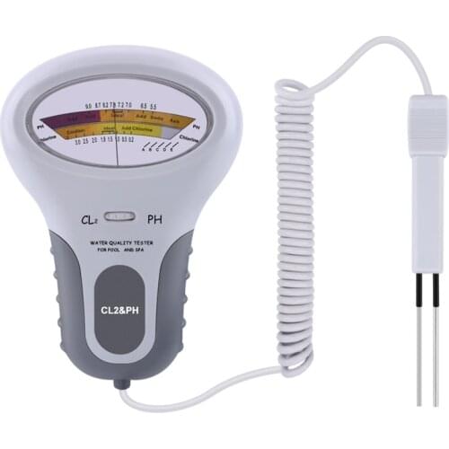 2-In-1 CL2 & PH Meter Swimming Pool Tester, CL2 Level Meter Test Spa Water Quality Analysis Monitoring Monitor Analyzer