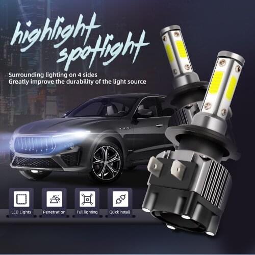2021 Car Headlight Bulbs LED H7 H4 H8 H9 H11 9005 9006 9003 HB2 HB3 HB4 Hi/Lo Beam 4 Sides Auto Lamp Accessories High Brightness