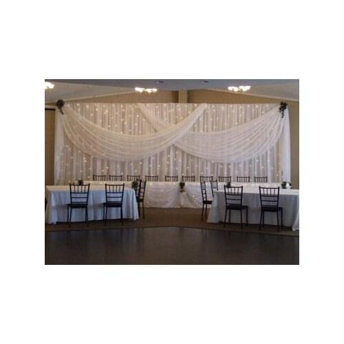 3M x 6M ice Silk starlit White Wedding Backdrop with romantic swags wedding Decoration including led lighting