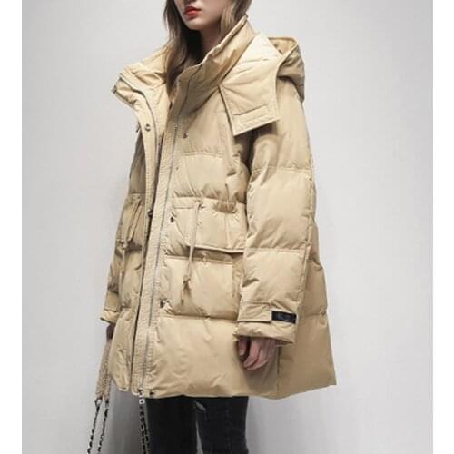 Ailegogo New Winter Women Loose Down Coat Windproof 90% White Duck Down Jacket Female Parkas Feather Puffer Snow Outwear