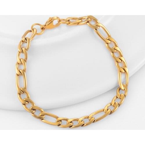 Classic Stainless Steel Figaro Chain Bracelet Hot Selling High Quality Mens and Womens Jewelry