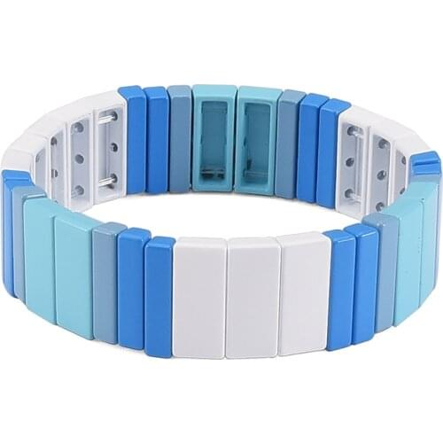 New Year Carp Bracelet Square Tile Beads Elastic Bracelet Wide Lucky Cheap Bracelets Multicolor Handmade Jewelry Woman Dropship