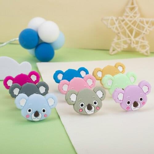 Sunrony 50pcs Silicone Beads Mini Koala bead Baby Silicone Teether Food Grade Rodents DIY Baby Teething Toys