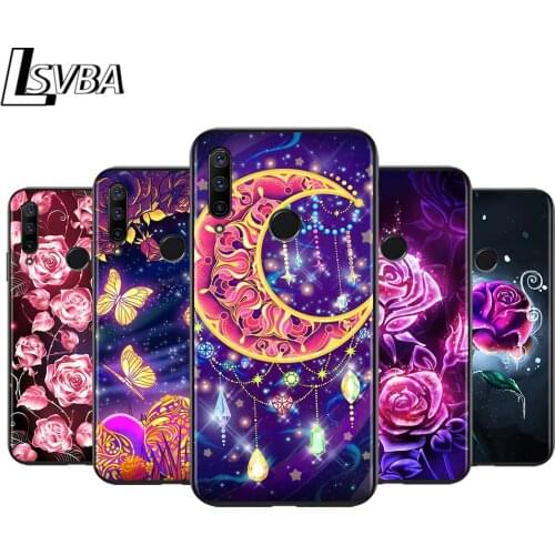 Moon Flower Butterfly for Huawei Honor 30 20S 20 10i 9S 9A 9C 9X 8X 10 9 Lite 8A 7C 7A Pro Phone Case Black Cover
