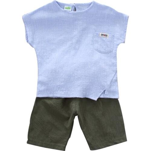 Children short sleeve suit 2017 cotton clothing set kids 1-3year short-sleeved five pants suits boys clothes / girls clothes set