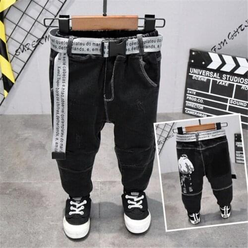2 3 4 5 6 Y Toddler Boys Jeans Autumn Winter Thicken Plus Velvet Denim Pants For Boy Casual Elastic Waist Harem Pants Baby Jeans