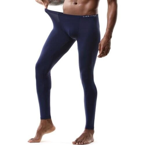 Mens Long Johns Warm Thermal Pants Breathable Under Trousers Solid Thermal Underwear Man Sleepwear Autumn Winter Leggings A30