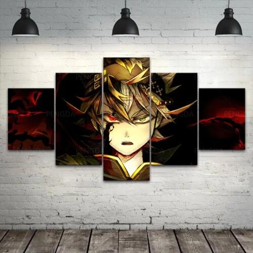 Hd Printed Black Clover Canvas Painting 5 Pieces Anime Poster Wall Art Asta Pictures Home Decor For Living Room Modular Framed