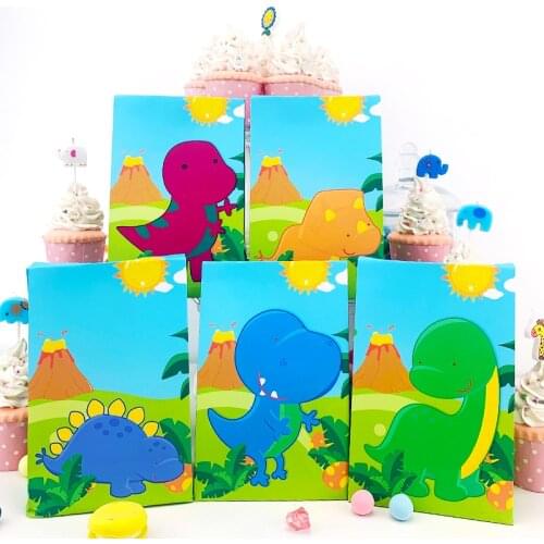 Dinosaur Party Favor Boxes Gift Bags Cookies Wrapping Birthday Supplies Decoration Baby Shower Decor Festive Treat Boxes DIY