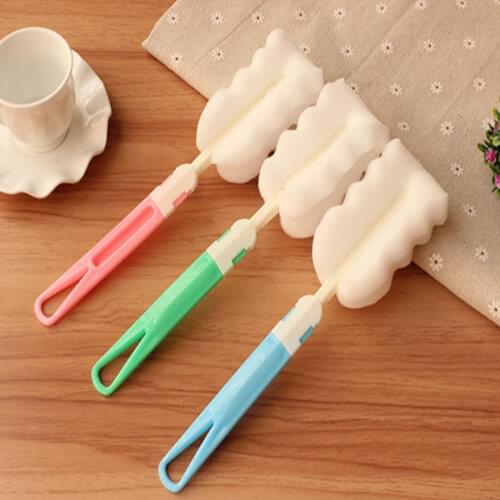 Kitchen Wash Cup Brushes Long Handle Cleaning Sponge Brush Cup Baby Milk Bottle Brush Cup Glass Cleaning Brush