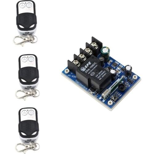 Hot Selling DC 12V 24V 36V 48V 30A 1 CH RF Wireless Remote Control 1 * Receiver & 3* Transmitter Waterproof Cover