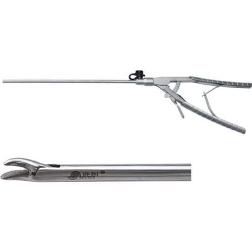 Reusable laparoscopic surgical instrument self-righting needle holders, pistol type needle holder forceps