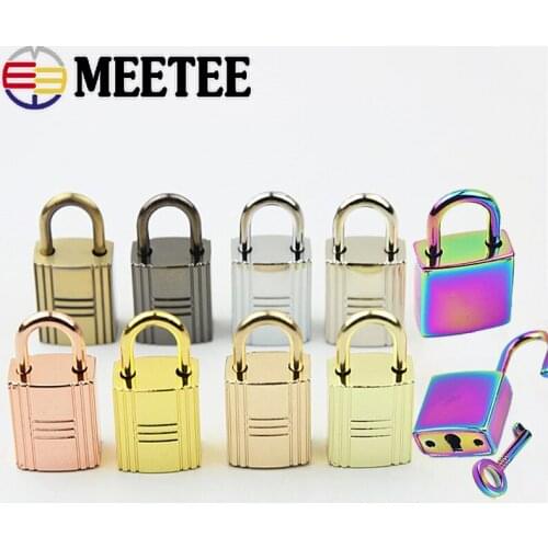 Meetee 2/5pcs Metal Keys Padlocks for Luggage Square Lock Clasp DIY Bags Handbags Hardware Decorative Buckle Accessories G9-1