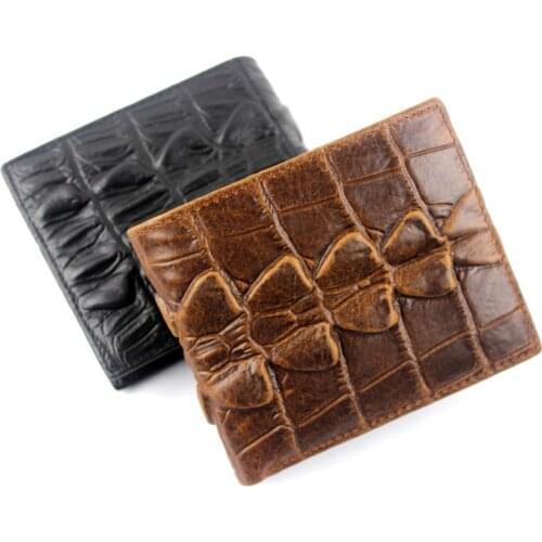 Genuine Leather Men Wallets Crocodile Pattern Short Purses Folding Business Wallets Man Portable Male Credit Card Bags Holder