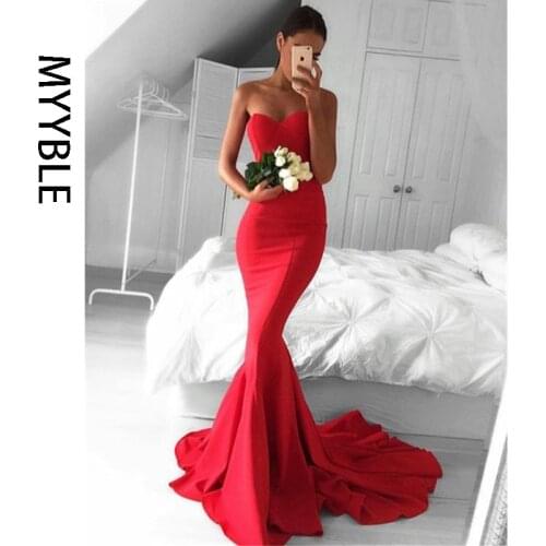 MYYBLE Evening Dress Mermaid Tulle Sexy Long Floor-length Appliques Lace Sweetheart Evening Dresses Sleeveless Evening Gowns