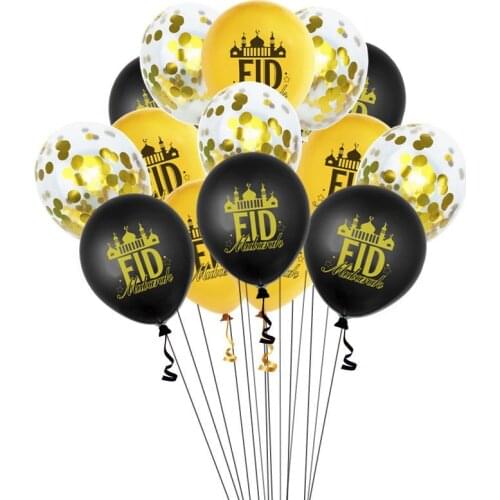New 10pcs EID MUBARAK Balloons Gold Silver Latex Balloon For Eid Mubarak Air Balls Ramadan Festival Party Decorations Supplies