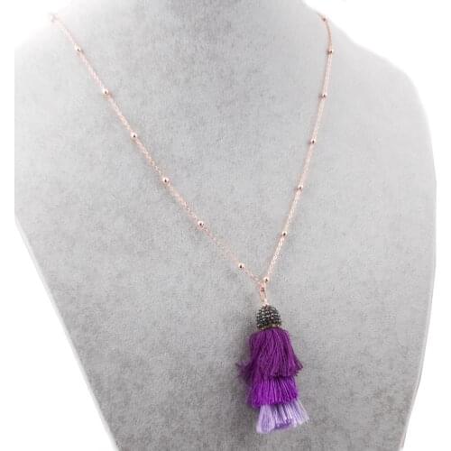Marcasite Stone Tassel Necklace