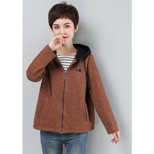 Plus Size Hooded Coat Cotton Spring Jacket Women Outerwear 2019 New Middle-aged Mother Pockets Vintage Oversized Coat XL-5XL