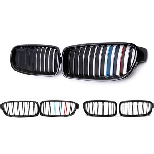 A Pair Gloss Black/M Style Car Styling Front Kidney Grille Grill Racing Grilles For BMW 3 Series F30 F31 F35 2012-2018