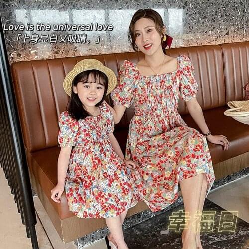 Parent-child Floral Dress Mum and Me Dresses Family Matching Outfit Clothing Dress Baby Girls Dress Women Fashion Dresses New