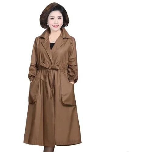 Plus Size 5XL 2021 New Midlength Hooded Women Windbreaker With Lining Cloth Female Belt Temperament Long Trench Coat Jacket W18