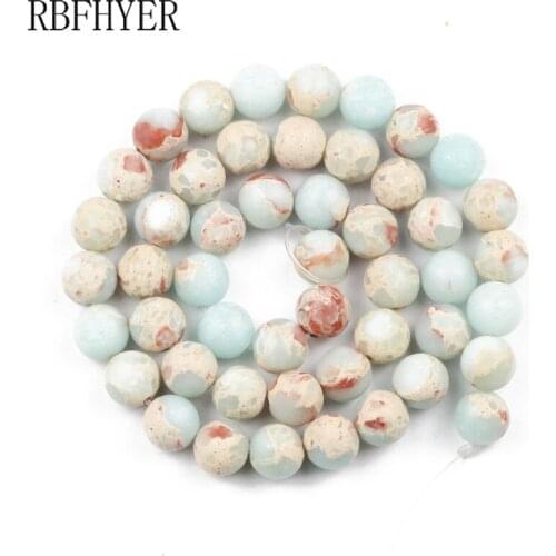 RBFHEYR 4/6/8/10/12MM Natural Stone Matte Serpentine Stone Round Loose Beads For Jewelry Making DIY Bracelet Accessories