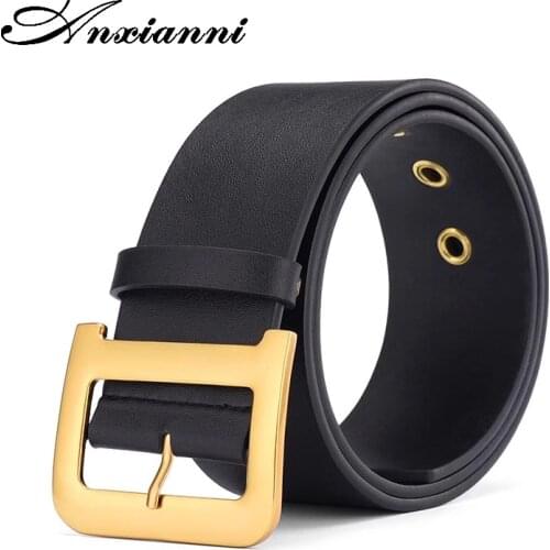 High-quality designer leather belt, casual luxury metal belt with D-shaped buckle, womens clothing, retro style girl belt