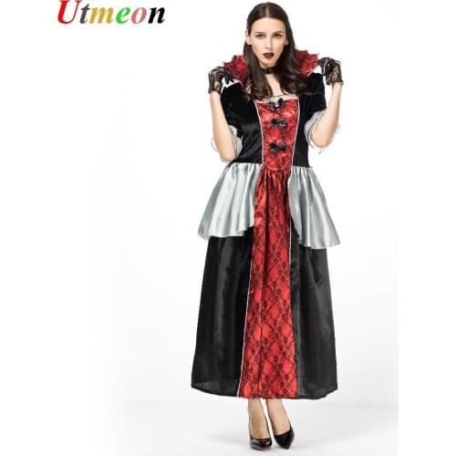 Sexy Adult Women Deluxe Vampire Costume for Halloween Noble Queen Vampire Costume Fancy Party Dress Witch