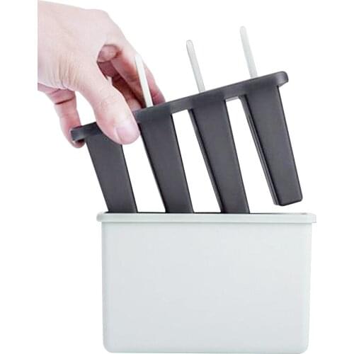 Four Grids Silicone Ice Cream Mold Popsicle Maker Lolly Mould Pan Ice Cream Cube Summuer Random Color 4