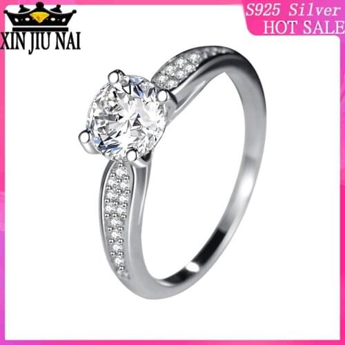 925 sterling silver Platinum micro-diamond four-claw European and American mainstream womens ring princess crown carat diamond