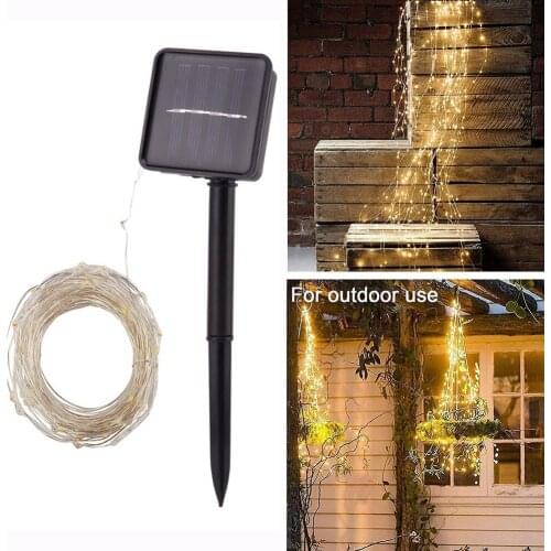 100/200LED Solar Lights Vines Lights Copper Wire Waterfall Fairy String Lights Outdoor Garden Decoration Garland Lamp Yard Light