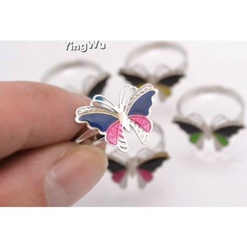 Yingwu Summer Fashion Jewelry 50pcs Butterfly Shape Color Change Mood Ring Emotion Feeling For Children
